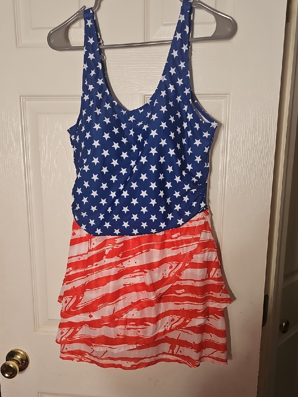 VIMPUNEC || Women One Piece Swimsuit High-Waisted Red/White/Blue SZ XL